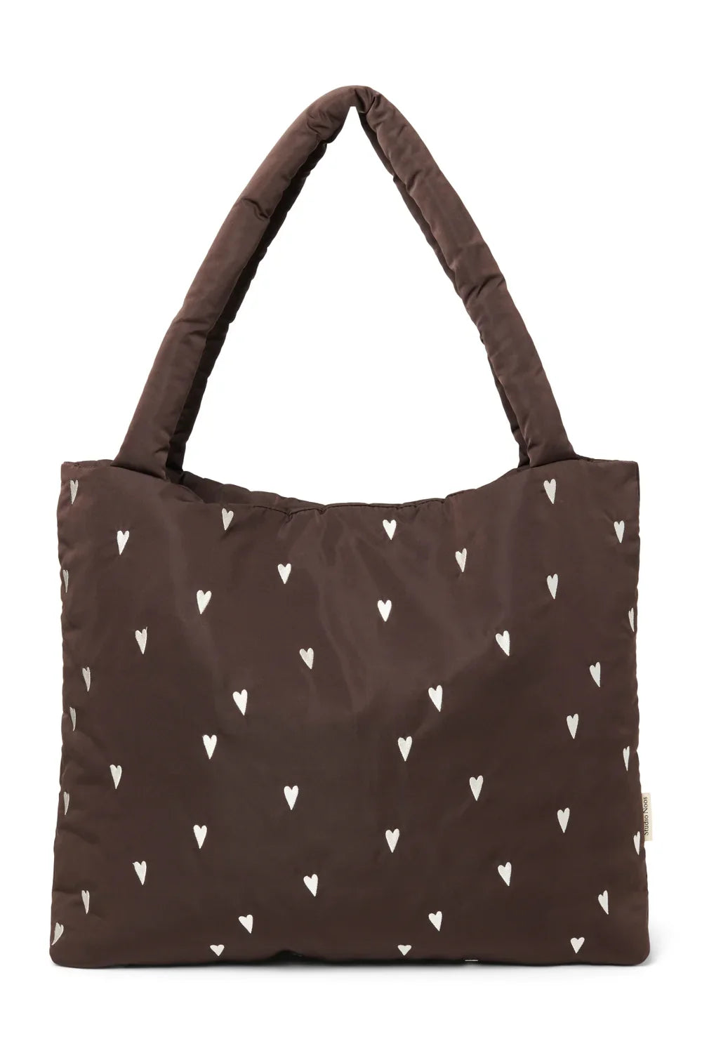 Brown Hearts Puffy Mom Bag