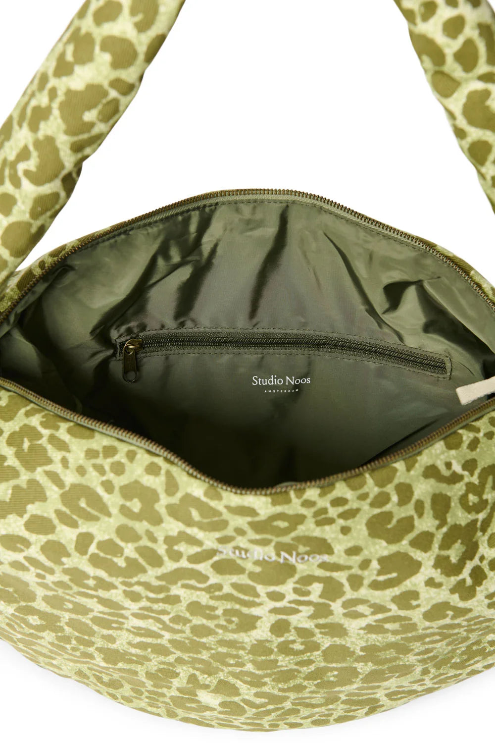 Green Leopard Cotton Cross Body Bag